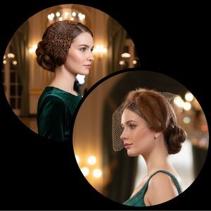 Bundle (2) Vintage Fascinator Pillbox Whimsy Hats 40-60s Pheasant Feather & Mink